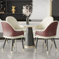Glam Style 1/5 Pieces Dining Set Sintered Stone Dining Table Set for Home Use 5 Pieces: Table, 4 Red Chairs Clearhalo 'Dining Room Sets' 'Dining Tables & Seating' 'dining_room_set' 'furn' 'furn_dining_room_set' 'Furniture' 'furniture_dining_room_set' 'Kitchen & Dining Furniture' 'kitchen&dining_furn' 'kitchen' 4524232
