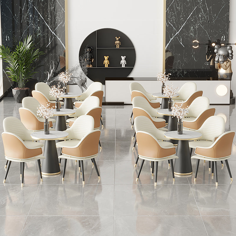 Glam Style 1/5 Pieces Dining Set Sintered Stone Dining Table Set for Home Use Clearhalo 'Dining Room Sets' 'Dining Tables & Seating' 'dining_room_set' 'furn' 'furn_dining_room_set' 'Furniture' 'furniture_dining_room_set' 'Kitchen & Dining Furniture' 'kitchen&dining_furn' 'kitchen' 4524251