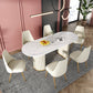 Glam Style 1/2/5/7 Pieces Dining Set Sintered Stone Dining Table for Home Use 7 Pieces: Beige Table, 6 Chairs Clearhalo 'Dining Room Sets' 'Dining Tables & Seating' 'dining_room_set' 'furn' 'furn_dining_room_set' 'Furniture' 'furniture_dining_room_set' 'Kitchen & Dining Furniture' 'kitchen&dining_furn' 'kitchen' 4524281