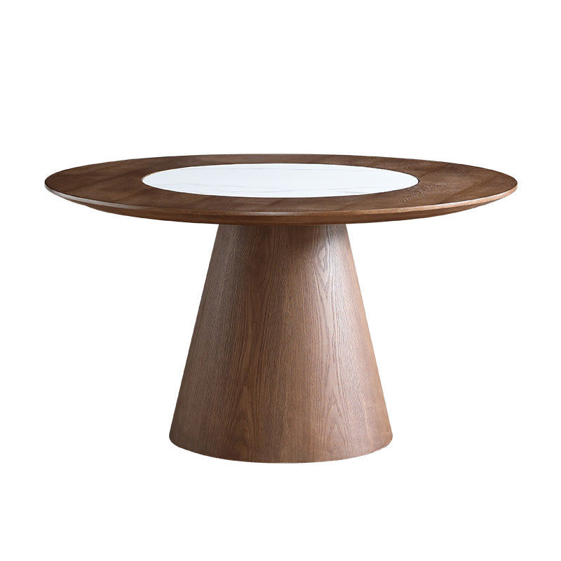 Modern 1/4/5/7 Pieces Dining Sintered Stone Dining Table Set with Wood Base for Home Walnut 47"L x 47"W Clearhalo 'Dining Room Sets' 'Dining Tables & Seating' 'dining_room_set' 'furn' 'furn_dining_room_set' 'Furniture' 'furniture_dining_room_set' 'Kitchen & Dining Furniture' 'kitchen&dining_furn' 'kitchen' 4524302