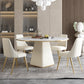 Contemporary 1/3/4/5/7 Pieces Dining Set Round Dining Room Table Set 5 Pieces: Table, 4 White Chairs Clearhalo 'Dining Room Sets' 'Dining Tables & Seating' 'dining_room_set' 'furn' 'furn_dining_room_set' 'Furniture' 'furniture_dining_room_set' 'Kitchen & Dining Furniture' 'kitchen&dining_furn' 'kitchen' 4524314