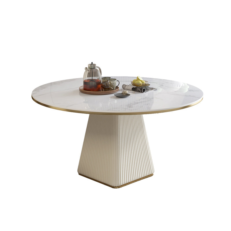 Contemporary 1/3/4/5/7 Pieces Dining Set Round Dining Room Table Set White 51"L x 51"W Clearhalo 'Dining Room Sets' 'Dining Tables & Seating' 'dining_room_set' 'furn' 'furn_dining_room_set' 'Furniture' 'furniture_dining_room_set' 'Kitchen & Dining Furniture' 'kitchen&dining_furn' 'kitchen' 4524315