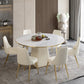 Contemporary 1/3/4/5/7 Pieces Dining Set Round Dining Room Table Set 7 Pieces: Table, 6 White Chairs Clearhalo 'Dining Room Sets' 'Dining Tables & Seating' 'dining_room_set' 'furn' 'furn_dining_room_set' 'Furniture' 'furniture_dining_room_set' 'Kitchen & Dining Furniture' 'kitchen&dining_furn' 'kitchen' 4524319
