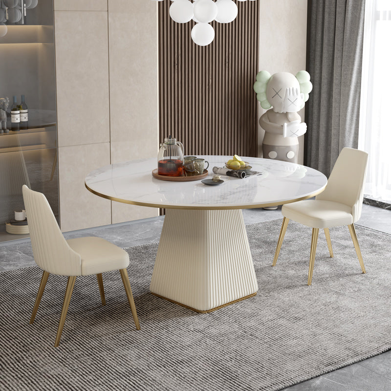 Contemporary 1/3/4/5/7 Pieces Dining Set Round Dining Room Table Set 3 Pieces: Table, 2 White Chairs Clearhalo 'Dining Room Sets' 'Dining Tables & Seating' 'dining_room_set' 'furn' 'furn_dining_room_set' 'Furniture' 'furniture_dining_room_set' 'Kitchen & Dining Furniture' 'kitchen&dining_furn' 'kitchen' 4524320