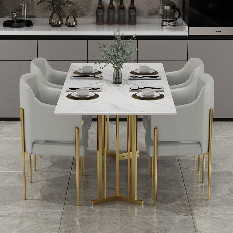 Glam Style 1/2/5 Pieces Dinette Set Rectangle Dinette Table with Dining Chair 5 Pieces: Table, 4 Grey Chairs Clearhalo 'Dining Room Sets' 'Dining Tables & Seating' 'dining_room_set' 'furn' 'furn_dining_room_set' 'Furniture' 'furniture_dining_room_set' 'Kitchen & Dining Furniture' 'kitchen&dining_furn' 'kitchen' 4524351