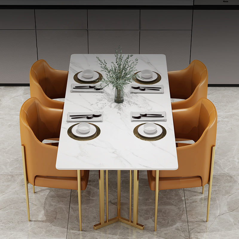 Glam Style 1/2/5 Pieces Dinette Set Rectangle Dinette Table with Dining Chair 5 Pieces: Table, 4 Brown Chairs Clearhalo 'Dining Room Sets' 'Dining Tables & Seating' 'dining_room_set' 'furn' 'furn_dining_room_set' 'Furniture' 'furniture_dining_room_set' 'Kitchen & Dining Furniture' 'kitchen&dining_furn' 'kitchen' 4524353