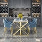 Glam Style 1/2/5 Pieces Dining Furniture Set Rectangle Dining Room Table Set 5 Pieces: Table, 4 Blue Chairs Clearhalo 'Dining Room Sets' 'Dining Tables & Seating' 'dining_room_set' 'furn' 'furn_dining_room_set' 'Furniture' 'furniture_dining_room_set' 'Kitchen & Dining Furniture' 'kitchen&dining_furn' 'kitchen' 4524396
