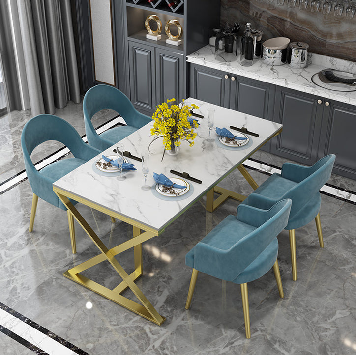 Glam Style 1/2/5 Pieces Dining Furniture Set Rectangle Dining Room Table Set Clearhalo 'Dining Room Sets' 'Dining Tables & Seating' 'dining_room_set' 'furn' 'furn_dining_room_set' 'Furniture' 'furniture_dining_room_set' 'Kitchen & Dining Furniture' 'kitchen&dining_furn' 'kitchen' 4524403