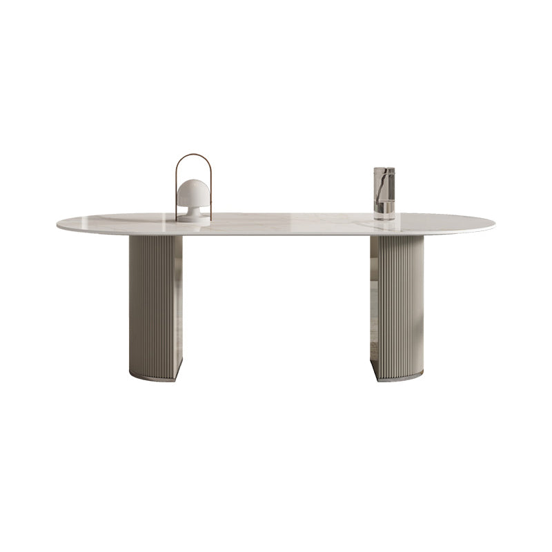 Contemporary 1/2/5/7 Pieces Dining Room Table Set Oval Shape Dining Table Set with Chair White 87"L x 31"W Clearhalo 'Dining Room Sets' 'Dining Tables & Seating' 'dining_room_set' 'furn' 'furn_dining_room_set' 'Furniture' 'furniture_dining_room_set' 'Kitchen & Dining Furniture' 'kitchen&dining_furn' 'kitchen' 4524433