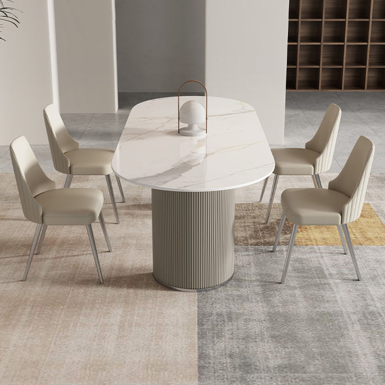 Contemporary 1/2/5/7 Pieces Dining Room Table Set Oval Shape Dining Table Set with Chair Clearhalo 'Dining Room Sets' 'Dining Tables & Seating' 'dining_room_set' 'furn' 'furn_dining_room_set' 'Furniture' 'furniture_dining_room_set' 'Kitchen & Dining Furniture' 'kitchen&dining_furn' 'kitchen' 4524436