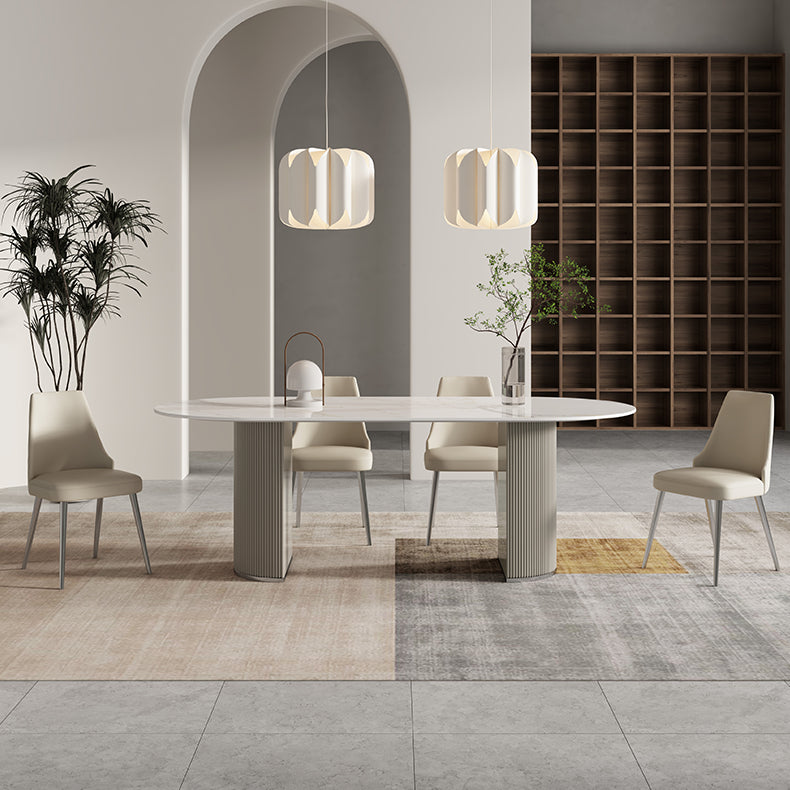 Contemporary 1/2/5/7 Pieces Dining Room Table Set Oval Shape Dining Table Set with Chair Clearhalo 'Dining Room Sets' 'Dining Tables & Seating' 'dining_room_set' 'furn' 'furn_dining_room_set' 'Furniture' 'furniture_dining_room_set' 'Kitchen & Dining Furniture' 'kitchen&dining_furn' 'kitchen' 4524437