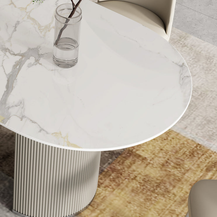 Contemporary 1/2/5/7 Pieces Dining Room Table Set Oval Shape Dining Table Set with Chair Clearhalo 'Dining Room Sets' 'Dining Tables & Seating' 'dining_room_set' 'furn' 'furn_dining_room_set' 'Furniture' 'furniture_dining_room_set' 'Kitchen & Dining Furniture' 'kitchen&dining_furn' 'kitchen' 4524440