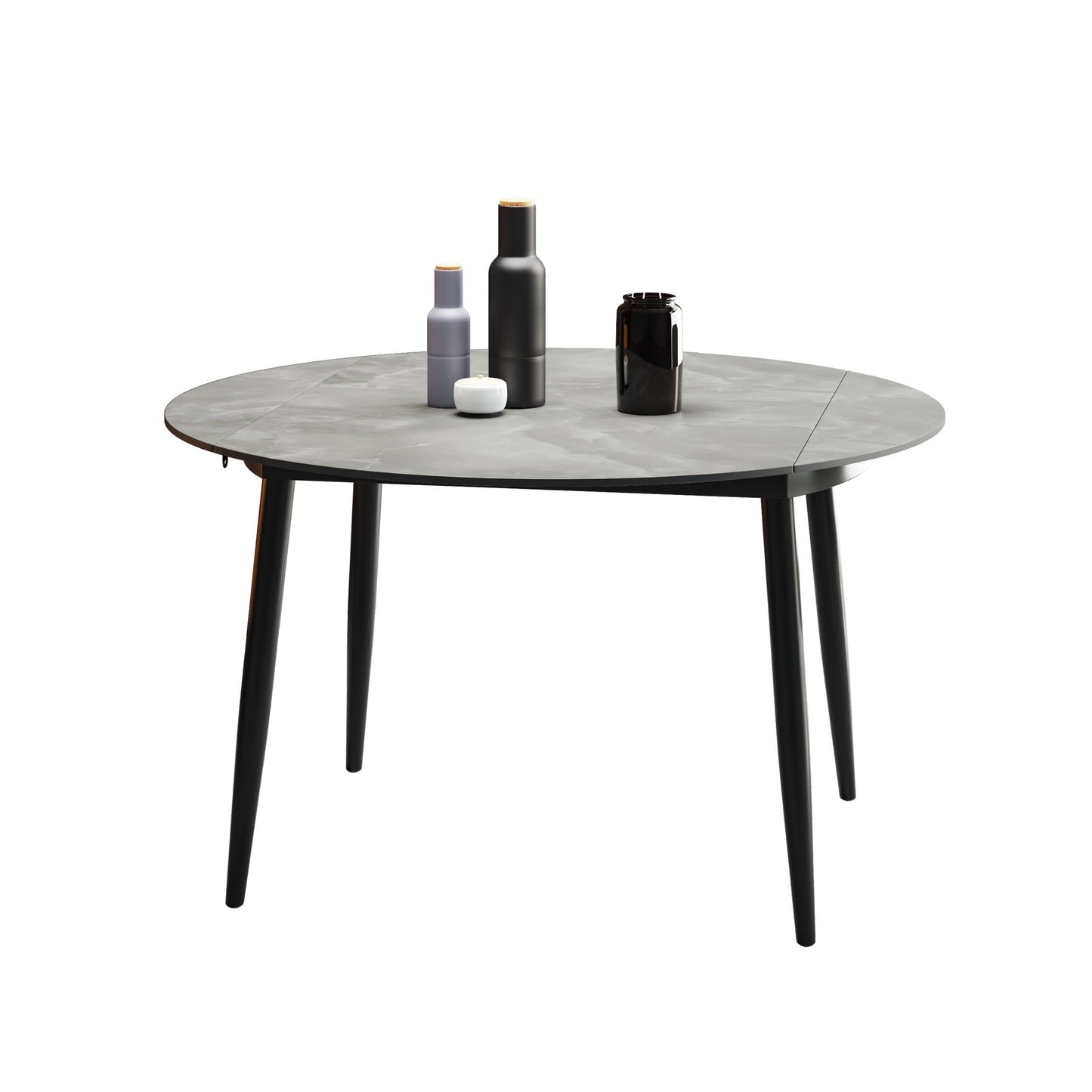 Modern 1/3/4/5/7 Pieces Dining Sintered Stone Dining Table Set with Metal Legs for Home Grey 51"L x 51"W Clearhalo 'Dining Room Sets' 'Dining Tables & Seating' 'dining_room_set' 'furn' 'furn_dining_room_set' 'Furniture' 'furniture_dining_room_set' 'Kitchen & Dining Furniture' 'kitchen&dining_furn' 'kitchen' 4524450