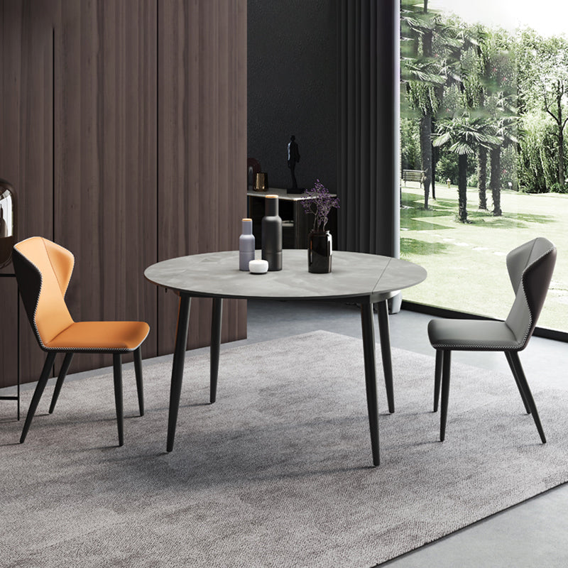 Modern 1/3/4/5/7 Pieces Dining Sintered Stone Dining Table Set with Metal Legs for Home 3 Pieces: Table, 2 Chairs Clearhalo 'Dining Room Sets' 'Dining Tables & Seating' 'dining_room_set' 'furn' 'furn_dining_room_set' 'Furniture' 'furniture_dining_room_set' 'Kitchen & Dining Furniture' 'kitchen&dining_furn' 'kitchen' 4524452