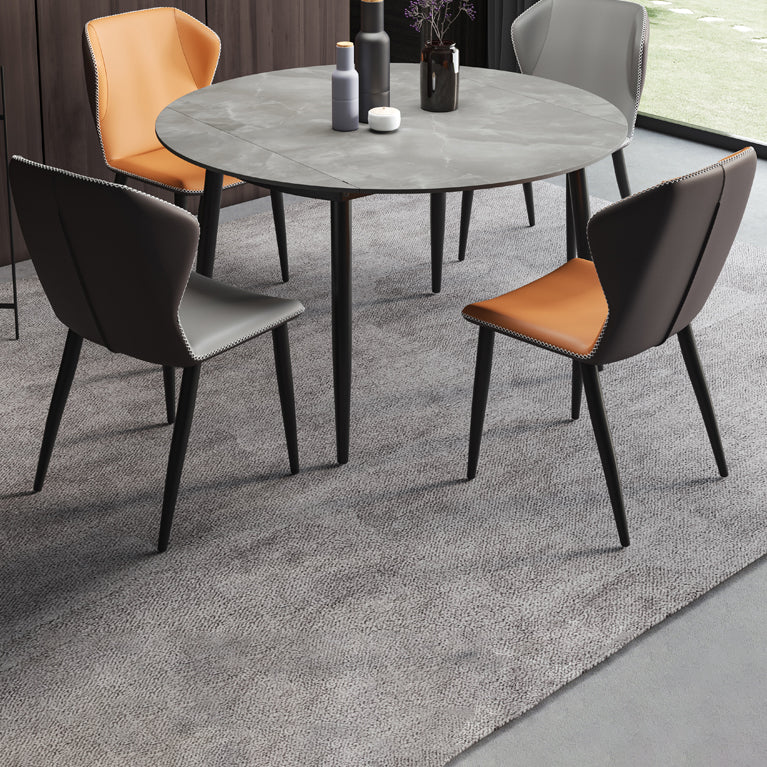 Modern 1/3/4/5/7 Pieces Dining Sintered Stone Dining Table Set with Metal Legs for Home 5 Pieces: Table, 4 Chairs Clearhalo 'Dining Room Sets' 'Dining Tables & Seating' 'dining_room_set' 'furn' 'furn_dining_room_set' 'Furniture' 'furniture_dining_room_set' 'Kitchen & Dining Furniture' 'kitchen&dining_furn' 'kitchen' 4524456