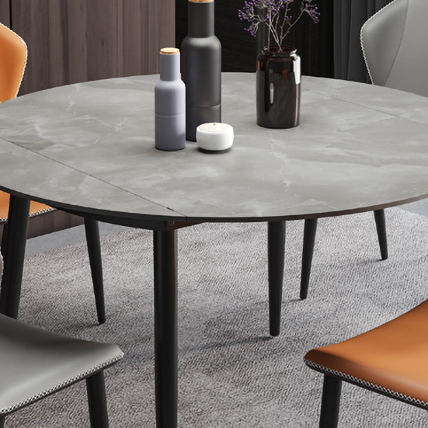 Modern 1/3/4/5/7 Pieces Dining Sintered Stone Dining Table Set with Metal Legs for Home Clearhalo 'Dining Room Sets' 'Dining Tables & Seating' 'dining_room_set' 'furn' 'furn_dining_room_set' 'Furniture' 'furniture_dining_room_set' 'Kitchen & Dining Furniture' 'kitchen&dining_furn' 'kitchen' 4524460