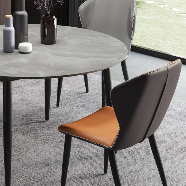 Modern 1/3/4/5/7 Pieces Dining Sintered Stone Dining Table Set with Metal Legs for Home Clearhalo 'Dining Room Sets' 'Dining Tables & Seating' 'dining_room_set' 'furn' 'furn_dining_room_set' 'Furniture' 'furniture_dining_room_set' 'Kitchen & Dining Furniture' 'kitchen&dining_furn' 'kitchen' 4524461