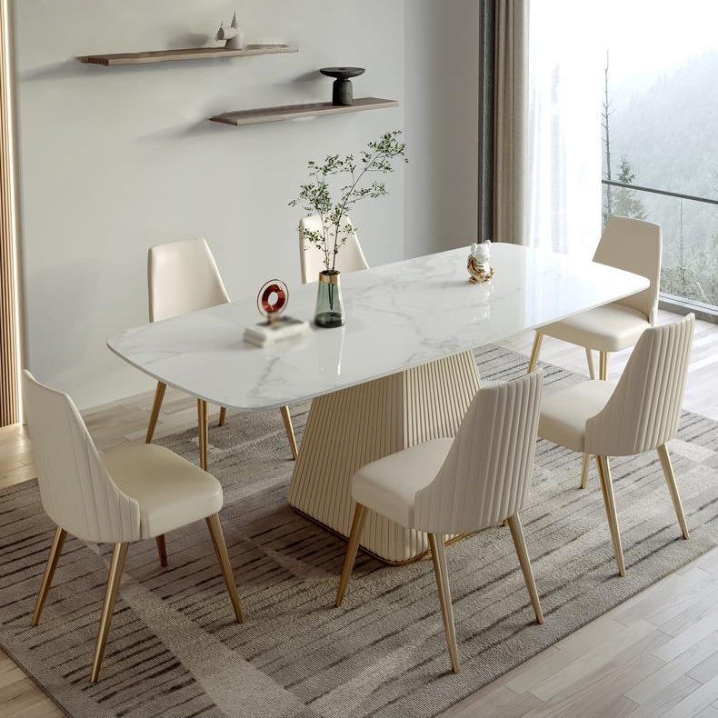 Contemporary 1/4/5/6/7 Pieces Dining Set Dining Room Table Set for Home 7 Pieces: Table, 6 Chairs Clearhalo 'Dining Room Sets' 'Dining Tables & Seating' 'dining_room_set' 'furn' 'furn_dining_room_set' 'Furniture' 'furniture_dining_room_set' 'Kitchen & Dining Furniture' 'kitchen&dining_furn' 'kitchen' 4524492