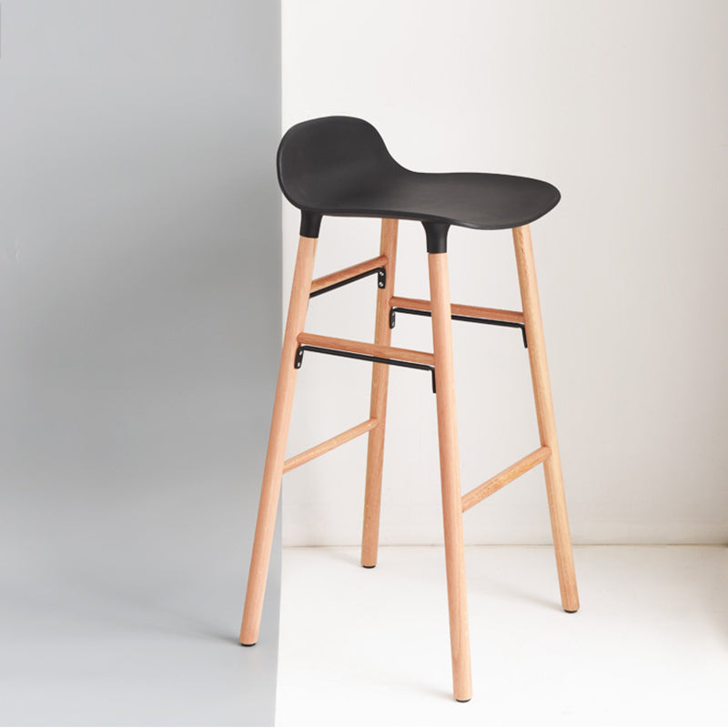 Modern Counter Bar Stool Backrest Plastic Bar Stool with Footrest and Wood Base Clearhalo 'Bar Furniture' 'Bar Stools' 'bar_stools' 'furn' 'furn_bar_stools' 'furniture_bar_stools' 'Kitchen & Dining Furniture' 'kitchen&dining_furn' 'kitchen' 'kitchen_furn' Furniture' 4527312
