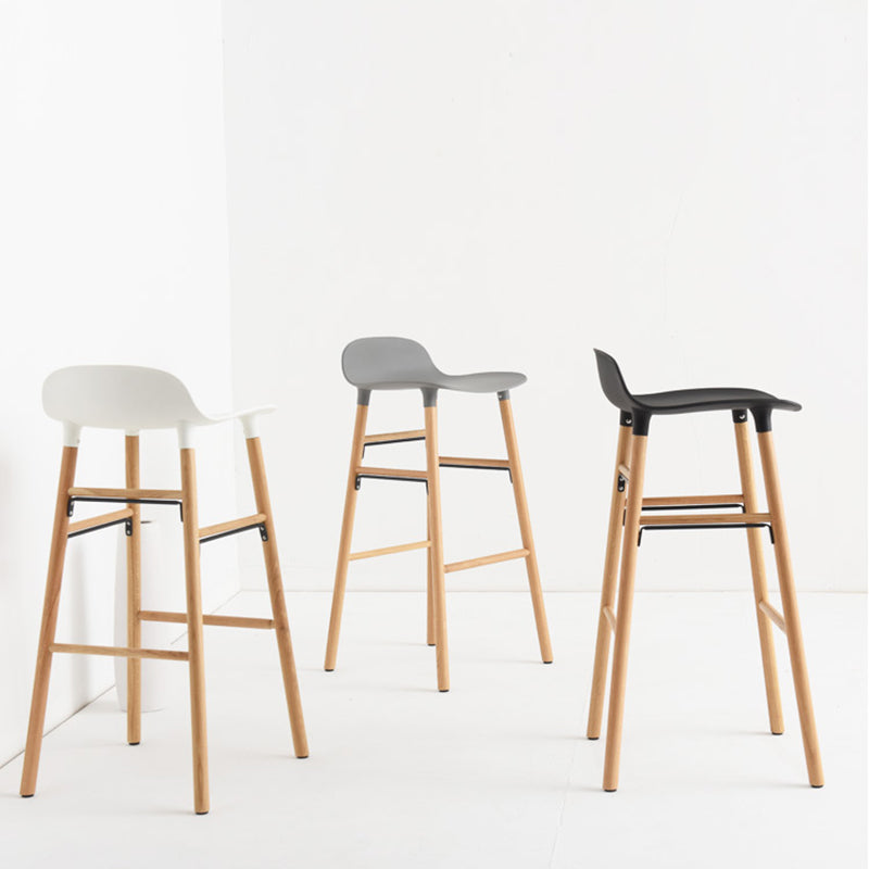 Modern Counter Bar Stool Backrest Plastic Bar Stool with Footrest and Wood Base Clearhalo 'Bar Furniture' 'Bar Stools' 'bar_stools' 'furn' 'furn_bar_stools' 'furniture_bar_stools' 'Kitchen & Dining Furniture' 'kitchen&dining_furn' 'kitchen' 'kitchen_furn' Furniture' 4527313