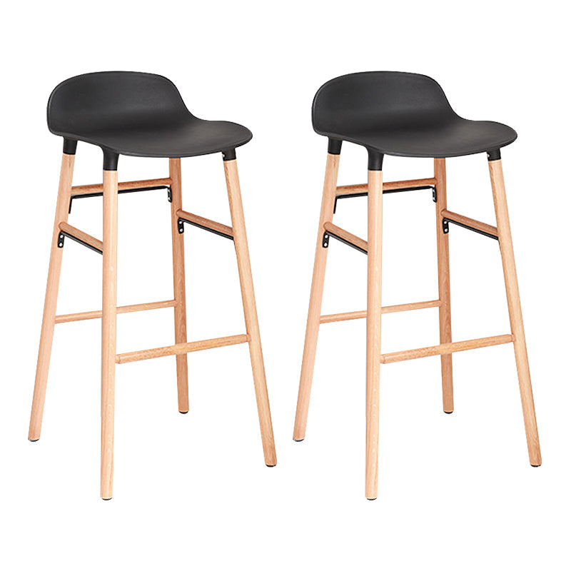 Modern Counter Bar Stool Backrest Plastic Bar Stool with Footrest and Wood Base Black 2 Piece Set Clearhalo 'Bar Furniture' 'Bar Stools' 'bar_stools' 'furn' 'furn_bar_stools' 'furniture_bar_stools' 'Kitchen & Dining Furniture' 'kitchen&dining_furn' 'kitchen' 'kitchen_furn' Furniture' 4527315
