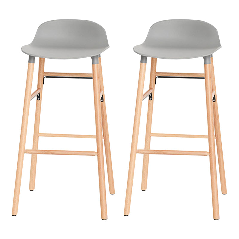 Modern Counter Bar Stool Backrest Plastic Bar Stool with Footrest and Wood Base Gray 2 Piece Set Clearhalo 'Bar Furniture' 'Bar Stools' 'bar_stools' 'furn' 'furn_bar_stools' 'furniture_bar_stools' 'Kitchen & Dining Furniture' 'kitchen&dining_furn' 'kitchen' 'kitchen_furn' Furniture' 4527317