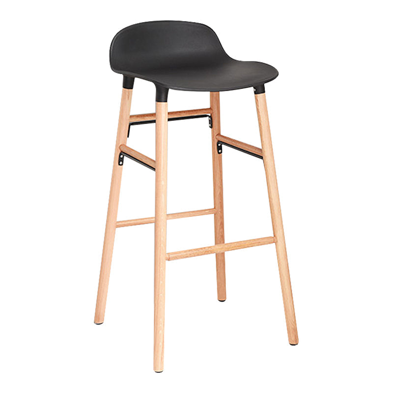 Modern Counter Bar Stool Backrest Plastic Bar Stool with Footrest and Wood Base Clearhalo 'Bar Furniture' 'Bar Stools' 'bar_stools' 'furn' 'furn_bar_stools' 'furniture_bar_stools' 'Kitchen & Dining Furniture' 'kitchen&dining_furn' 'kitchen' 'kitchen_furn' Furniture' 4527318