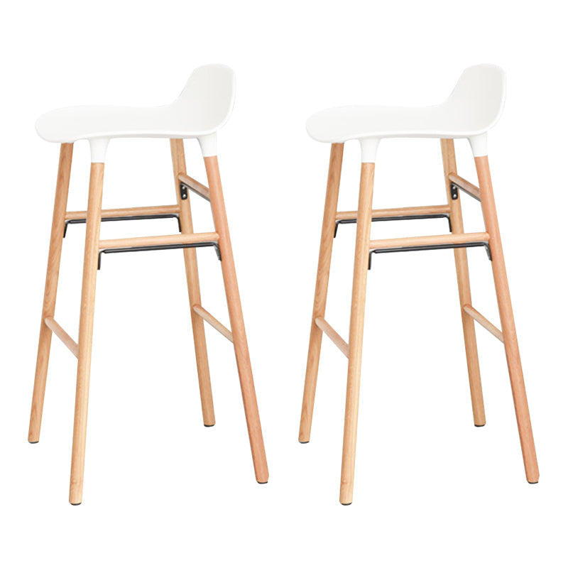 Modern Counter Bar Stool Backrest Plastic Bar Stool with Footrest and Wood Base White 2 Piece Set Clearhalo 'Bar Furniture' 'Bar Stools' 'bar_stools' 'furn' 'furn_bar_stools' 'furniture_bar_stools' 'Kitchen & Dining Furniture' 'kitchen&dining_furn' 'kitchen' 'kitchen_furn' Furniture' 4527319