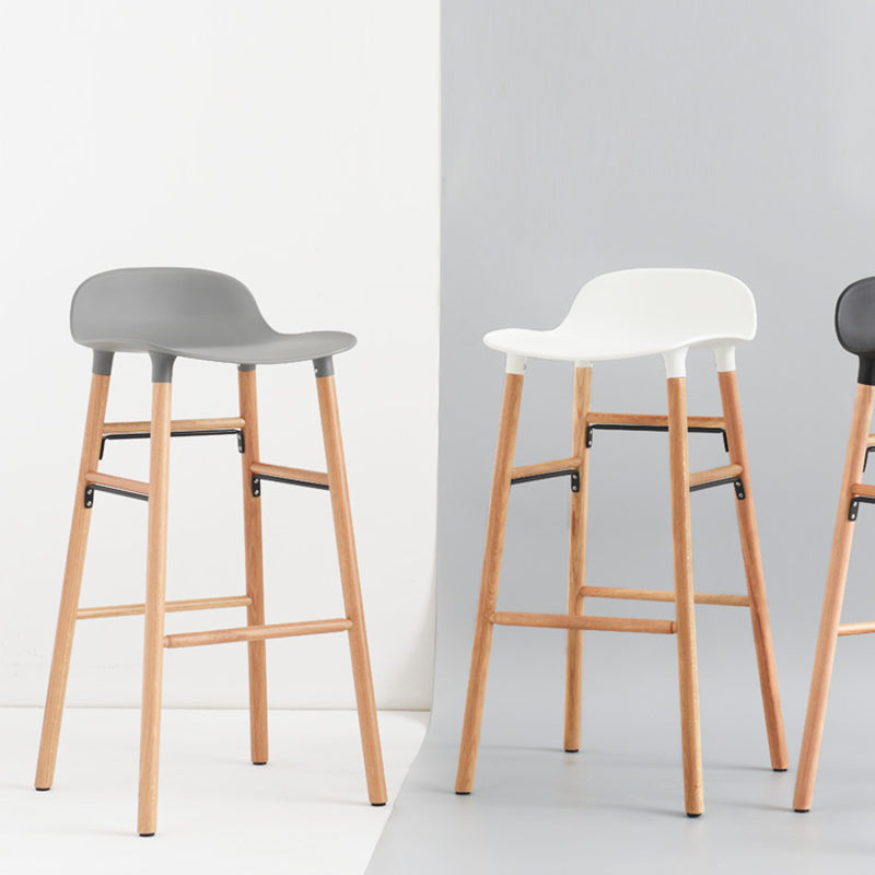 Modern Counter Bar Stool Backrest Plastic Bar Stool with Footrest and Wood Base Clearhalo 'Bar Furniture' 'Bar Stools' 'bar_stools' 'furn' 'furn_bar_stools' 'furniture_bar_stools' 'Kitchen & Dining Furniture' 'kitchen&dining_furn' 'kitchen' 'kitchen_furn' Furniture' 4527323