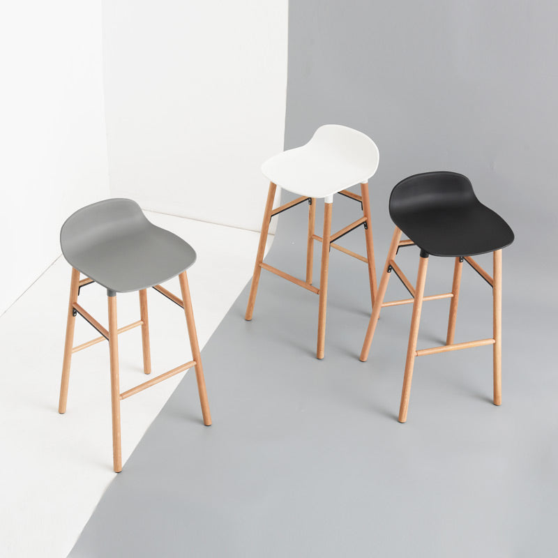 Modern Counter Bar Stool Backrest Plastic Bar Stool with Footrest and Wood Base Clearhalo 'Bar Furniture' 'Bar Stools' 'bar_stools' 'furn' 'furn_bar_stools' 'furniture_bar_stools' 'Kitchen & Dining Furniture' 'kitchen&dining_furn' 'kitchen' 'kitchen_furn' Furniture' 4527324