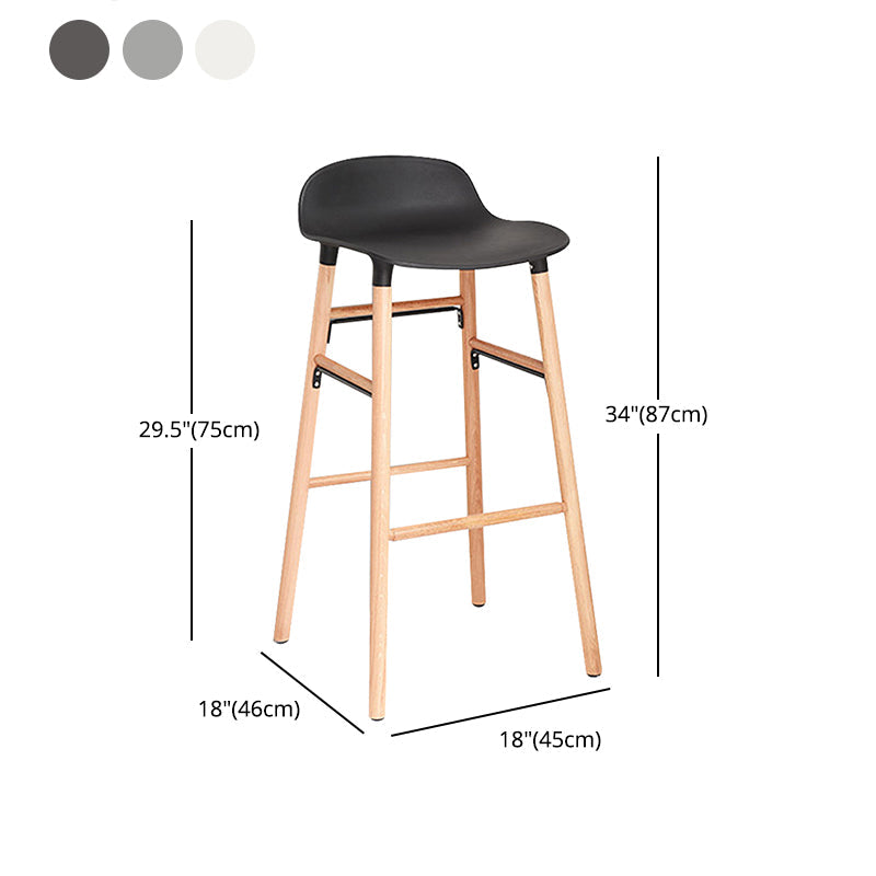 Modern Counter Bar Stool Backrest Plastic Bar Stool with Footrest and Wood Base Clearhalo 'Bar Furniture' 'Bar Stools' 'bar_stools' 'furn' 'furn_bar_stools' 'furniture_bar_stools' 'Kitchen & Dining Furniture' 'kitchen&dining_furn' 'kitchen' 'kitchen_furn' Furniture' 4527326