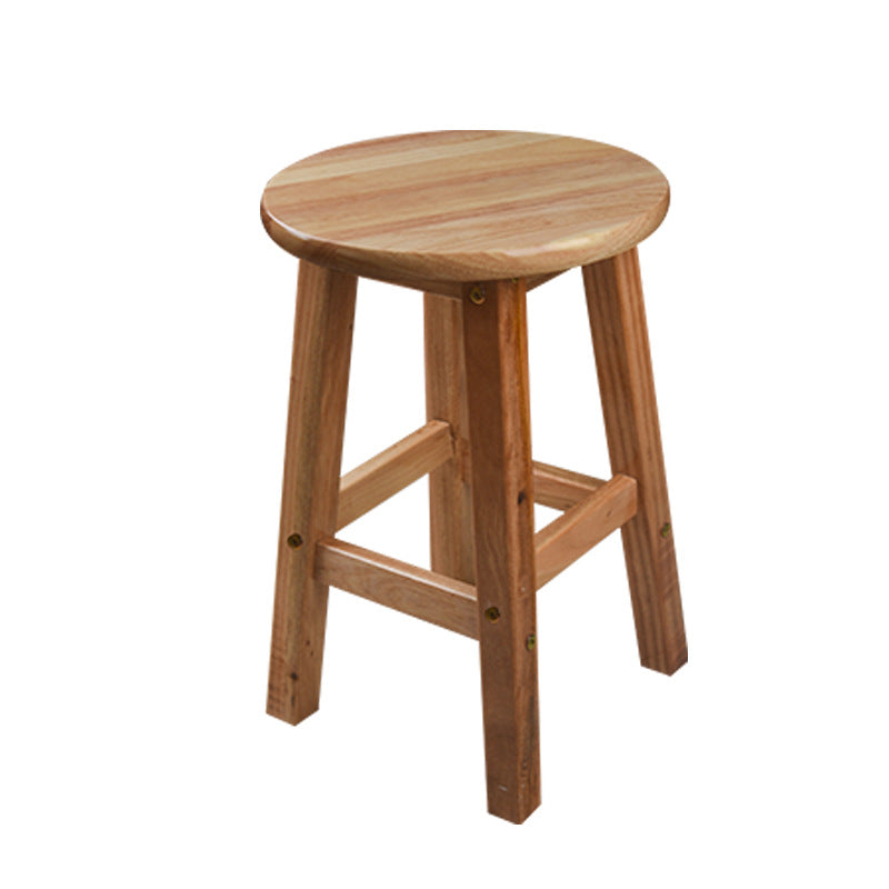 Modern Round Backless Bar Stool Indoor Oak Wood Natural Finish Counter Stool Short Stool(18"H) Clearhalo 'Bar Furniture' 'Bar Stools' 'bar_stools' 'furn' 'furn_bar_stools' 'furniture_bar_stools' 'Kitchen & Dining Furniture' 'kitchen&dining_furn' 'kitchen' 'kitchen_furn' Furniture' 4527328