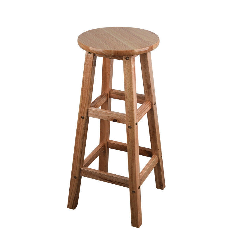 Modern Round Backless Bar Stool Indoor Oak Wood Natural Finish Counter Stool Bar Stool (28" H) Clearhalo 'Bar Furniture' 'Bar Stools' 'bar_stools' 'furn' 'furn_bar_stools' 'furniture_bar_stools' 'Kitchen & Dining Furniture' 'kitchen&dining_furn' 'kitchen' 'kitchen_furn' Furniture' 4527333
