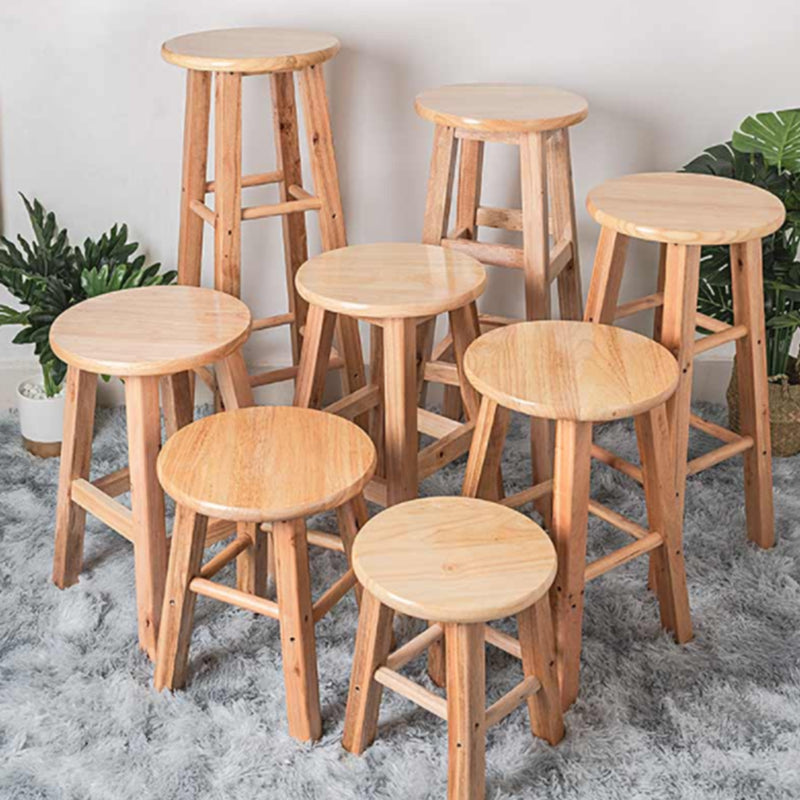 Modern Round Backless Bar Stool Indoor Oak Wood Natural Finish Counter Stool Clearhalo 'Bar Furniture' 'Bar Stools' 'bar_stools' 'furn' 'furn_bar_stools' 'furniture_bar_stools' 'Kitchen & Dining Furniture' 'kitchen&dining_furn' 'kitchen' 'kitchen_furn' Furniture' 4527334