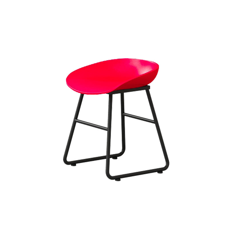 Modern Armless Backrest Counter Stool Iron Household Bar Stool with Plastic Seat and Pedal Red 1 Piece Short Stool(18"H) Clearhalo 'Bar Furniture' 'Bar Stools' 'bar_stools' 'furn' 'furn_bar_stools' 'furniture_bar_stools' 'Kitchen & Dining Furniture' 'kitchen&dining_furn' 'kitchen' 'kitchen_furn' Furniture' 4527348