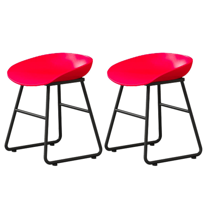 Modern Armless Backrest Counter Stool Iron Household Bar Stool with Plastic Seat and Pedal Red 2 Piece Set Short Stool(18"H) Clearhalo 'Bar Furniture' 'Bar Stools' 'bar_stools' 'furn' 'furn_bar_stools' 'furniture_bar_stools' 'Kitchen & Dining Furniture' 'kitchen&dining_furn' 'kitchen' 'kitchen_furn' Furniture' 4527350