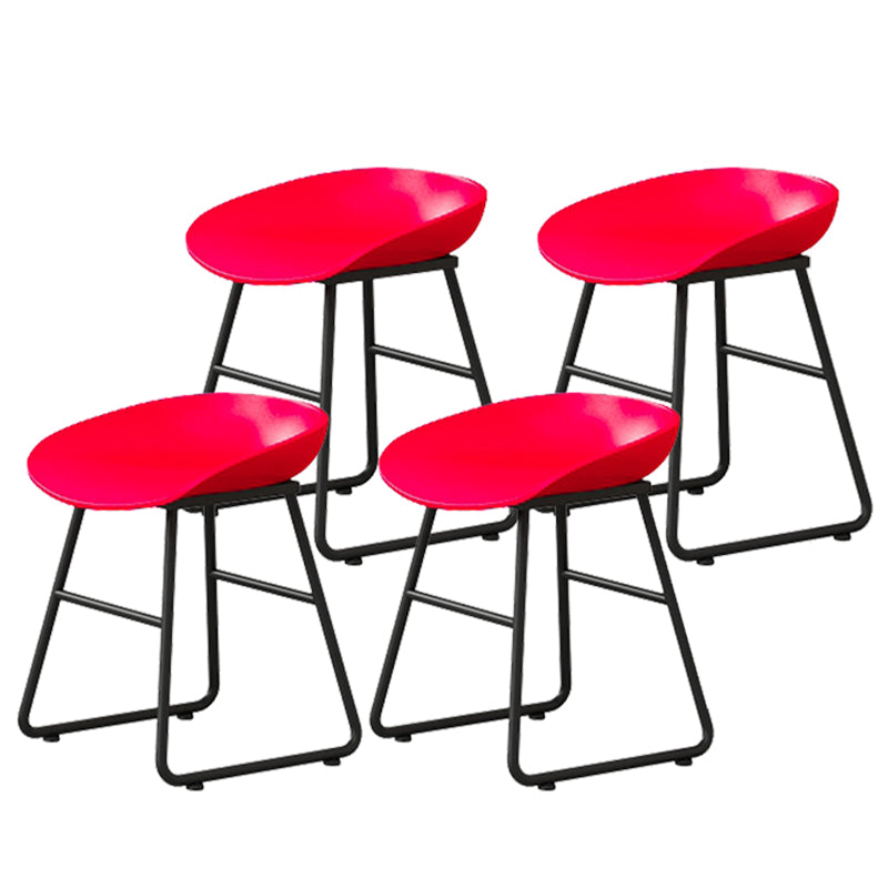 Modern Armless Backrest Counter Stool Iron Household Bar Stool with Plastic Seat and Pedal Red 4 Piece Set Short Stool(18"H) Clearhalo 'Bar Furniture' 'Bar Stools' 'bar_stools' 'furn' 'furn_bar_stools' 'furniture_bar_stools' 'Kitchen & Dining Furniture' 'kitchen&dining_furn' 'kitchen' 'kitchen_furn' Furniture' 4527352