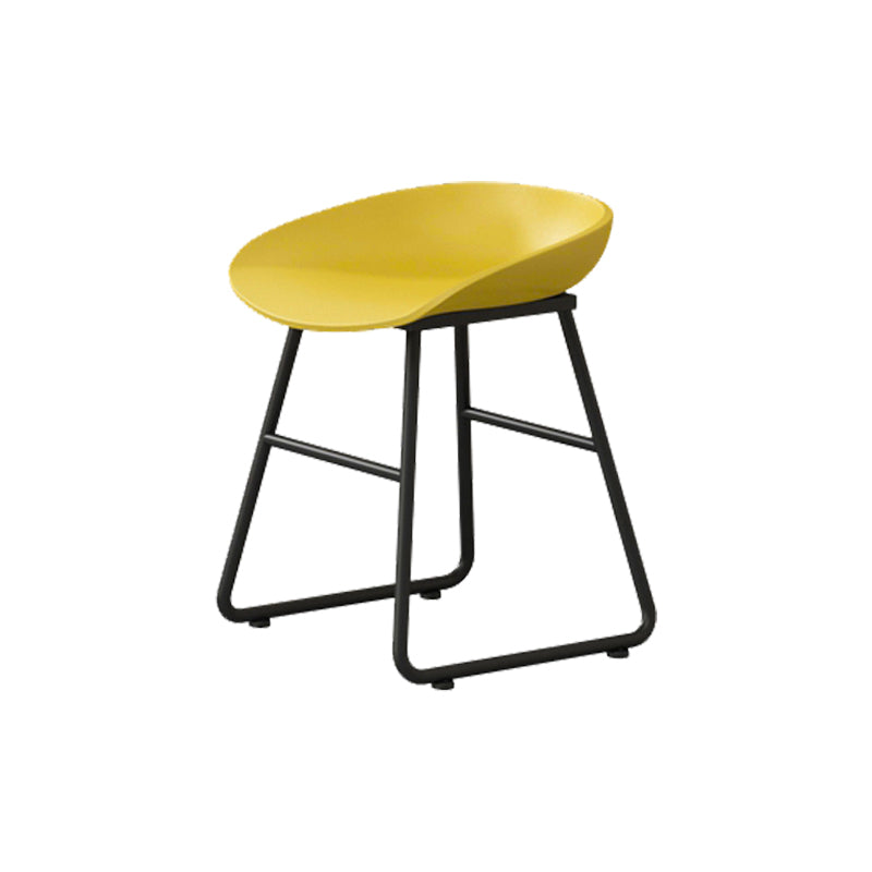 Modern Armless Backrest Counter Stool Iron Household Bar Stool with Plastic Seat and Pedal Yellow 1 Piece Short Stool(18"H) Clearhalo 'Bar Furniture' 'Bar Stools' 'bar_stools' 'furn' 'furn_bar_stools' 'furniture_bar_stools' 'Kitchen & Dining Furniture' 'kitchen&dining_furn' 'kitchen' 'kitchen_furn' Furniture' 4527353