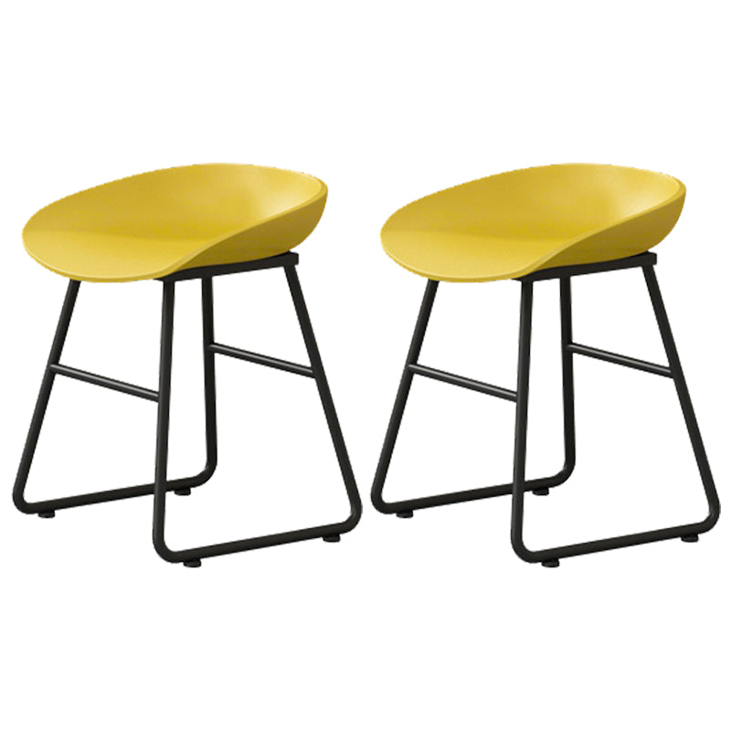Modern Armless Backrest Counter Stool Iron Household Bar Stool with Plastic Seat and Pedal Yellow 2 Piece Set Short Stool(18"H) Clearhalo 'Bar Furniture' 'Bar Stools' 'bar_stools' 'furn' 'furn_bar_stools' 'furniture_bar_stools' 'Kitchen & Dining Furniture' 'kitchen&dining_furn' 'kitchen' 'kitchen_furn' Furniture' 4527356