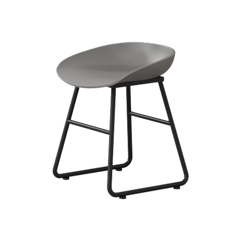 Modern Armless Backrest Counter Stool Iron Household Bar Stool with Plastic Seat and Pedal Gray 1 Piece Short Stool(18"H) Clearhalo 'Bar Furniture' 'Bar Stools' 'bar_stools' 'furn' 'furn_bar_stools' 'furniture_bar_stools' 'Kitchen & Dining Furniture' 'kitchen&dining_furn' 'kitchen' 'kitchen_furn' Furniture' 4527360