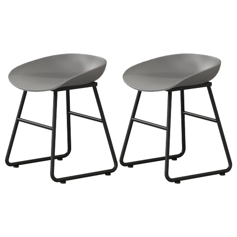 Modern Armless Backrest Counter Stool Iron Household Bar Stool with Plastic Seat and Pedal Gray 2 Piece Set Short Stool(18"H) Clearhalo 'Bar Furniture' 'Bar Stools' 'bar_stools' 'furn' 'furn_bar_stools' 'furniture_bar_stools' 'Kitchen & Dining Furniture' 'kitchen&dining_furn' 'kitchen' 'kitchen_furn' Furniture' 4527361