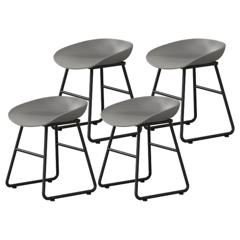 Modern Armless Backrest Counter Stool Iron Household Bar Stool with Plastic Seat and Pedal Gray 4 Piece Set Short Stool(18"H) Clearhalo 'Bar Furniture' 'Bar Stools' 'bar_stools' 'furn' 'furn_bar_stools' 'furniture_bar_stools' 'Kitchen & Dining Furniture' 'kitchen&dining_furn' 'kitchen' 'kitchen_furn' Furniture' 4527363