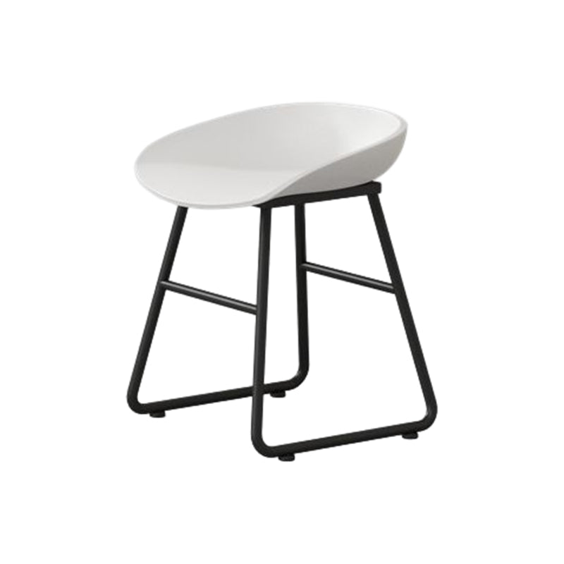 Modern Armless Backrest Counter Stool Iron Household Bar Stool with Plastic Seat and Pedal White 1 Piece Short Stool(18"H) Clearhalo 'Bar Furniture' 'Bar Stools' 'bar_stools' 'furn' 'furn_bar_stools' 'furniture_bar_stools' 'Kitchen & Dining Furniture' 'kitchen&dining_furn' 'kitchen' 'kitchen_furn' Furniture' 4527364
