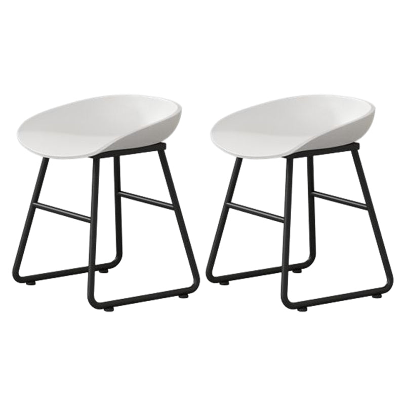 Modern Armless Backrest Counter Stool Iron Household Bar Stool with Plastic Seat and Pedal White 2 Piece Set Short Stool(18"H) Clearhalo 'Bar Furniture' 'Bar Stools' 'bar_stools' 'furn' 'furn_bar_stools' 'furniture_bar_stools' 'Kitchen & Dining Furniture' 'kitchen&dining_furn' 'kitchen' 'kitchen_furn' Furniture' 4527365