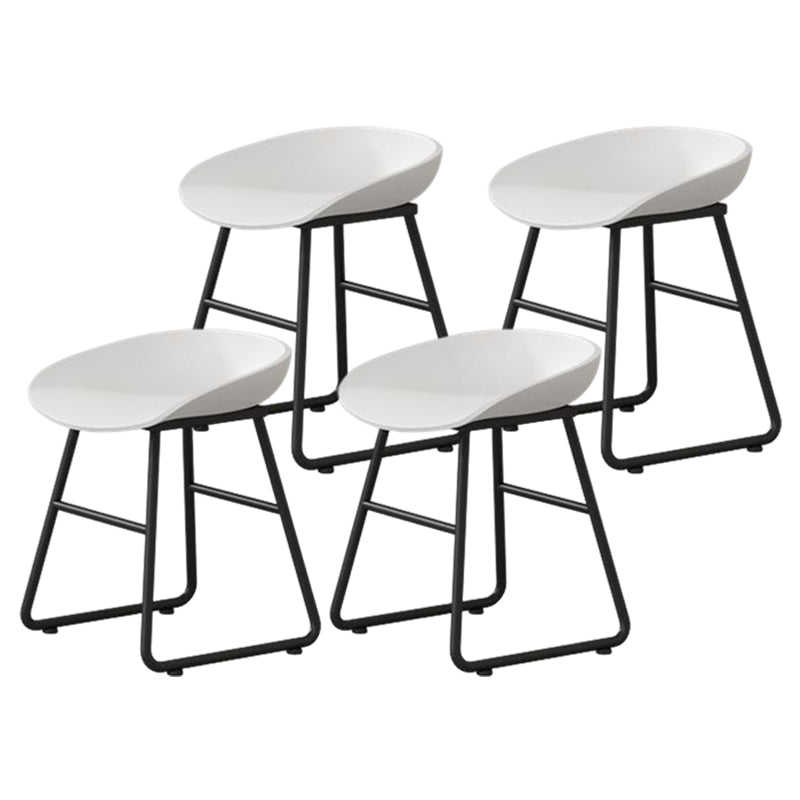 Modern Armless Backrest Counter Stool Iron Household Bar Stool with Plastic Seat and Pedal White 4 Piece Set Short Stool(18"H) Clearhalo 'Bar Furniture' 'Bar Stools' 'bar_stools' 'furn' 'furn_bar_stools' 'furniture_bar_stools' 'Kitchen & Dining Furniture' 'kitchen&dining_furn' 'kitchen' 'kitchen_furn' Furniture' 4527366