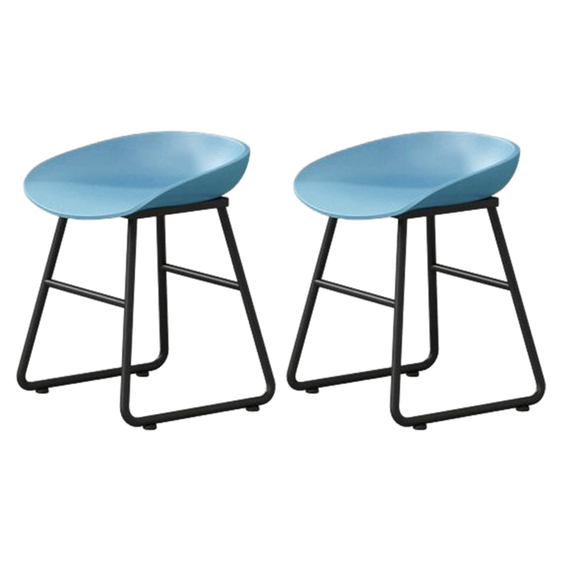 Modern Armless Backrest Counter Stool Iron Household Bar Stool with Plastic Seat and Pedal Blue 2 Piece Set Short Stool(18"H) Clearhalo 'Bar Furniture' 'Bar Stools' 'bar_stools' 'furn' 'furn_bar_stools' 'furniture_bar_stools' 'Kitchen & Dining Furniture' 'kitchen&dining_furn' 'kitchen' 'kitchen_furn' Furniture' 4527368