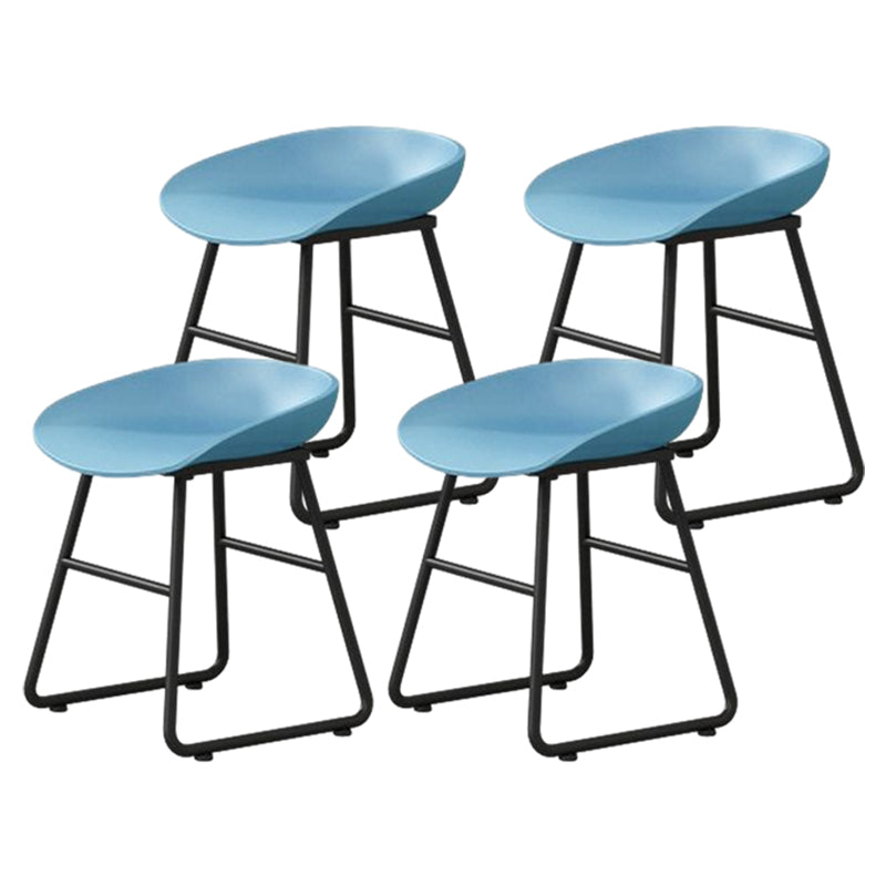 Modern Armless Backrest Counter Stool Iron Household Bar Stool with Plastic Seat and Pedal Blue 4 Piece Set Short Stool(18"H) Clearhalo 'Bar Furniture' 'Bar Stools' 'bar_stools' 'furn' 'furn_bar_stools' 'furniture_bar_stools' 'Kitchen & Dining Furniture' 'kitchen&dining_furn' 'kitchen' 'kitchen_furn' Furniture' 4527369