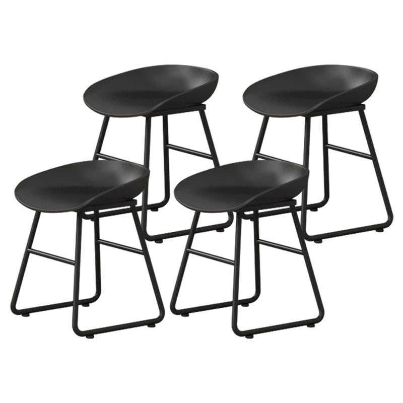 Modern Armless Backrest Counter Stool Iron Household Bar Stool with Plastic Seat and Pedal Black 4 Piece Set Short Stool(18"H) Clearhalo 'Bar Furniture' 'Bar Stools' 'bar_stools' 'furn' 'furn_bar_stools' 'furniture_bar_stools' 'Kitchen & Dining Furniture' 'kitchen&dining_furn' 'kitchen' 'kitchen_furn' Furniture' 4527372
