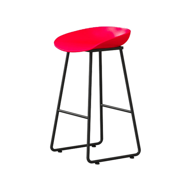 Modern Armless Backrest Counter Stool Iron Household Bar Stool with Plastic Seat and Pedal Red 1 Piece Counter Stool(26"H) Clearhalo 'Bar Furniture' 'Bar Stools' 'bar_stools' 'furn' 'furn_bar_stools' 'furniture_bar_stools' 'Kitchen & Dining Furniture' 'kitchen&dining_furn' 'kitchen' 'kitchen_furn' Furniture' 4527373