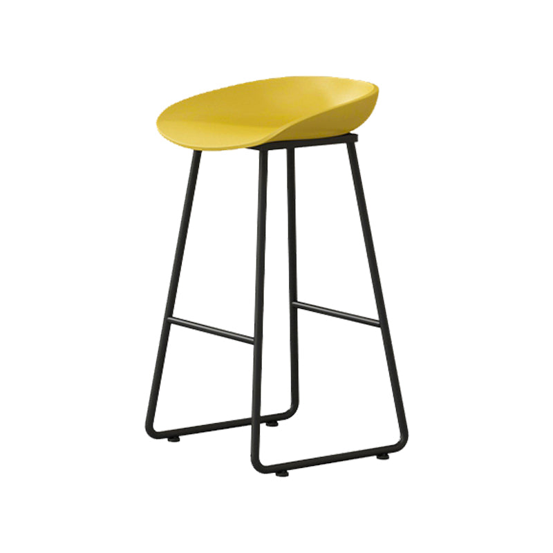 Modern Armless Backrest Counter Stool Iron Household Bar Stool with Plastic Seat and Pedal Yellow 1 Piece Counter Stool(26"H) Clearhalo 'Bar Furniture' 'Bar Stools' 'bar_stools' 'furn' 'furn_bar_stools' 'furniture_bar_stools' 'Kitchen & Dining Furniture' 'kitchen&dining_furn' 'kitchen' 'kitchen_furn' Furniture' 4527376
